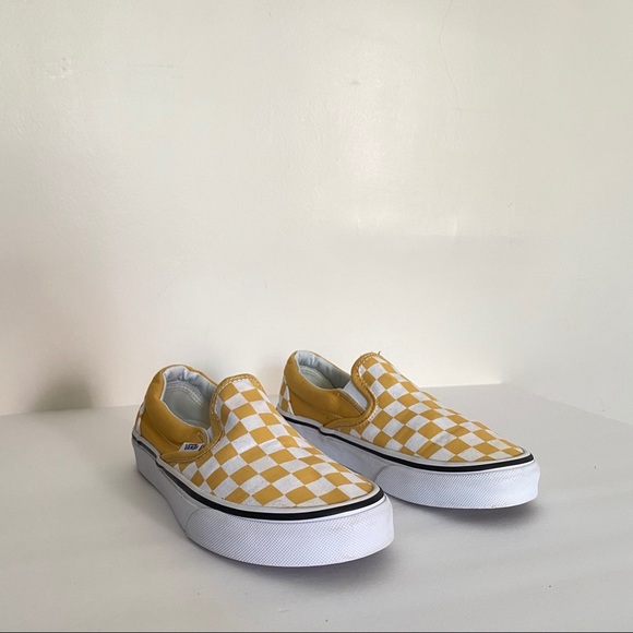 mustard checkerboard vans